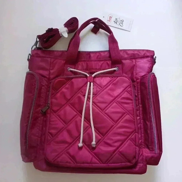 LUG Bustle Convertible Tote / Shoulder Bag / Top Handle Bag - Raspberry - Picture 6 of 16
